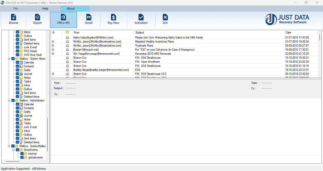 Scanning Exchange EDB file