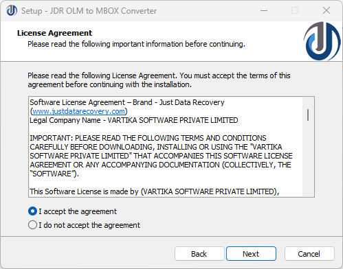 STEP-2 : JDR OLM to MBOX Converter Software