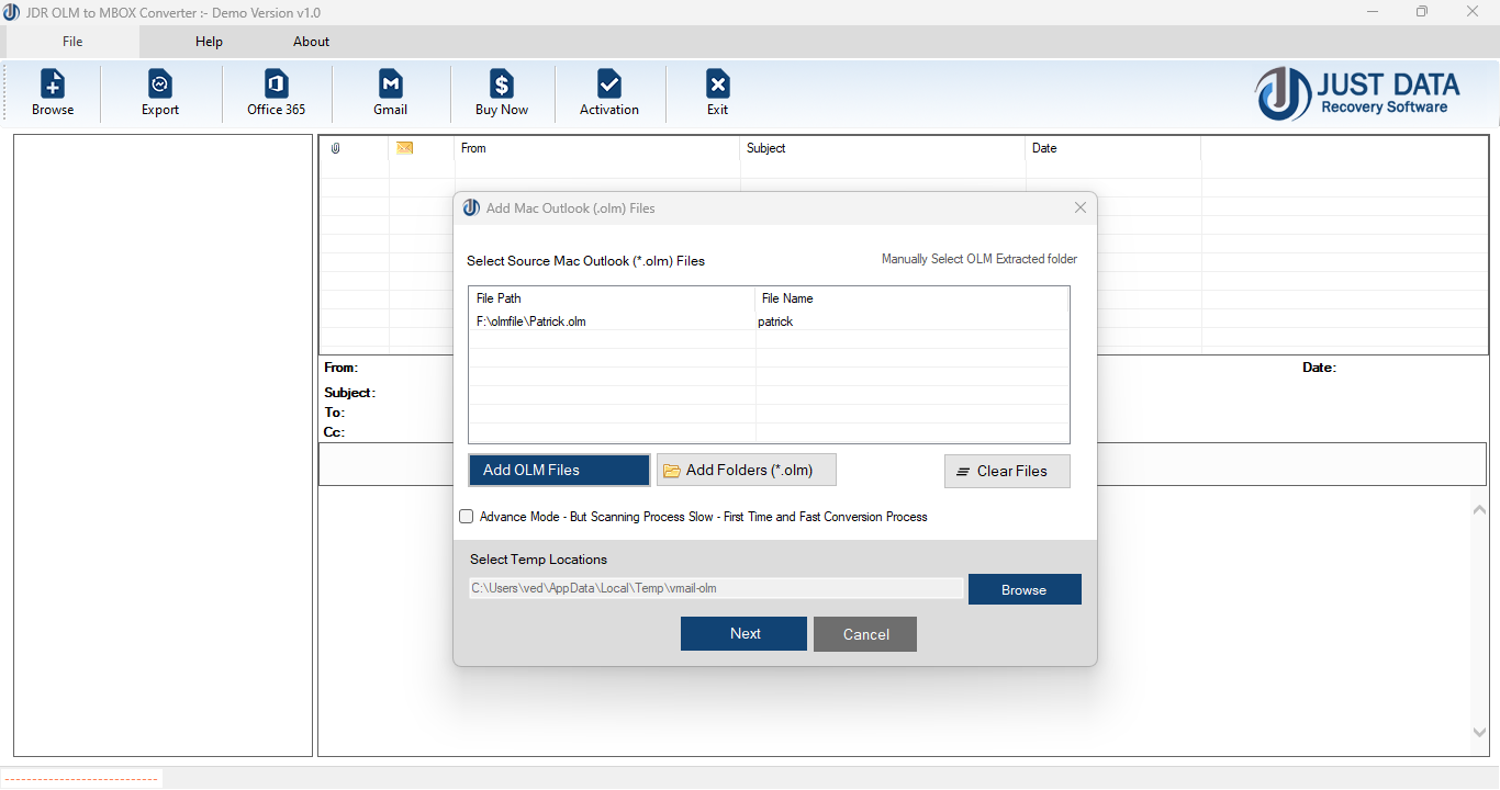 Select Exchange EDB file