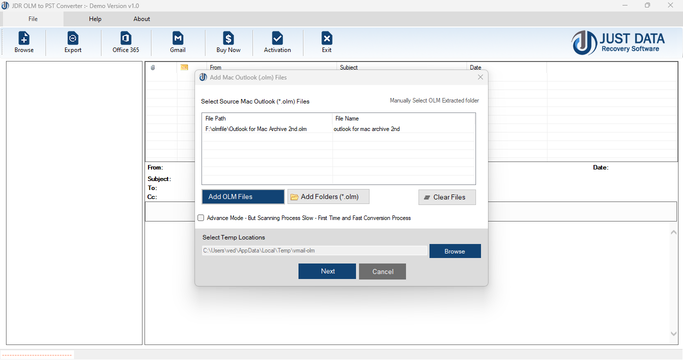 Select Exchange EDB file