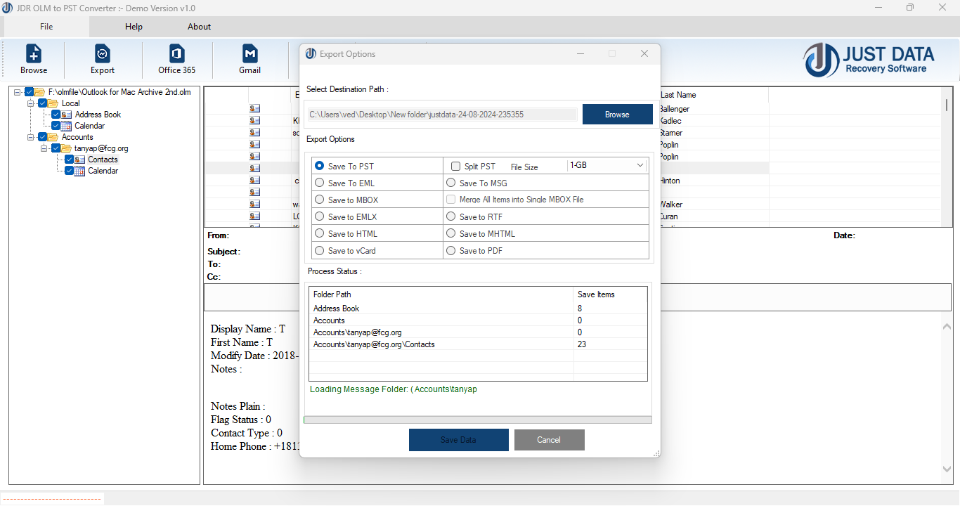 Showing Mailbox Message List